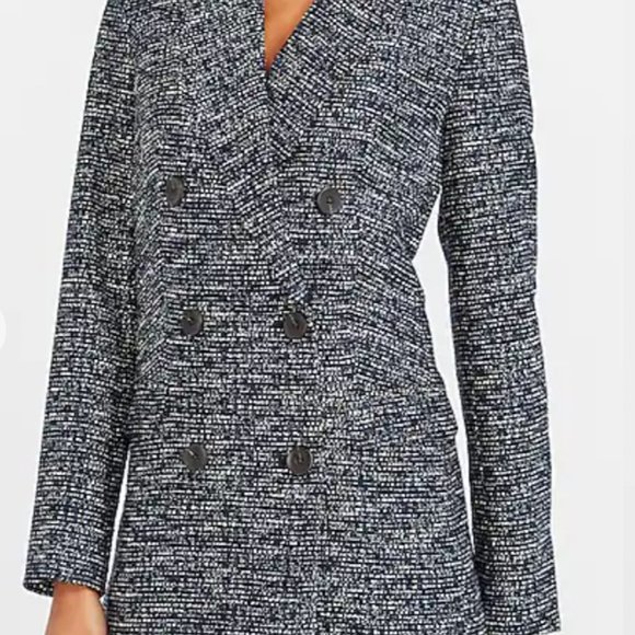 Double Breasted Boucle Blazer (Color: Navy) - Picture 8 of 11
